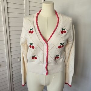 Jessica Simpson Cream Cardigan with Cherry Design